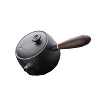 MOLUCKFU Elegant Black Pottery Kung Fu Teapot with Non-Skid Insulated Handle for Home and Office Leisure Classic Retro Household Tea Pot for Gongfu Tea Enjoyment