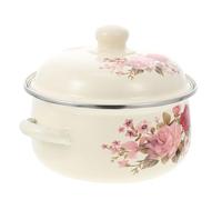 MOLUCKFU Enamel Two-Handled Stew Pot with Lid Household Soup Stockpot for Even Heating Ergonomic Design Non-Coating Safe Cookware Pink Kitchen Stew Pot for Soup and Noodles