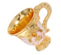 MOLUCKFU European Style Metal Wine Goblets Mini White Liquor Shot Glasses Gold Embossed Pattern for Home Bar and Religious Rituals