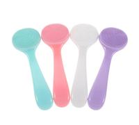 MOLUCKFU Facial Cleansing Brush and Portable 4pcs Silicone Ergonomic Long Handle, Manual Facial Cleansing Brush for Comfortable Grip, Deep Cleaning Blackhead Removal Travel for Women
