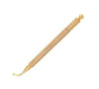 MOLUCKFU Golden Auricular Point Acupressure Pen Curved Copper Probe for Ear Massage with Non-Slip Handle Precise Acupuncture Point Detection Comfortable and Easy to Use for Manual Health