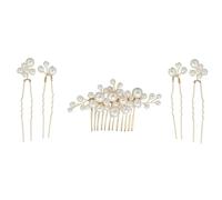 MOLUCKFU Handmade Stable Alloy and Set Hairpin Golden Hair Comb Pearl Structure, Decorative, for Bridal Decorations Daily Haircuts, Female Friends