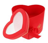 MOLUCKFU Heart Shaped Double Layer Rotating Box with Lid for Valentine’S Day and Wedding Red Paper Flower Box for Preserved Roses Creative Heart Flower