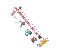 MOLUCKFU Kids Height Sticker Wall Decal for Bedroom Nursery, Cartoon Tower Crane Design, Removable 30x90cm Wall Decoration for Boys and Girls Room, 2pcs Set