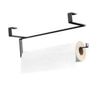 MOLUCKFU Kitchen Towel Holder Black Roll Paper Organizer Under Cabinet Rack for Cupboard Door Up to Thick Space-saving Storage for Tissue Towels and Plastic Wrap