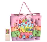 MOLUCKFU Large 35x32x15cm 5 Pcs Birthday Treat Bags Pouch Creative Cake Design Party Goodie Bags Nylon Paper Organza Polyester for Birthday Party Celebration