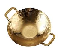 MOLUCKFU Large Stainless Steel Cooking Pot with Double Handle, Heat-Resistant Golden Pan for Kitchen Use, Sturdy Steel Pot with Long Serving Life for Home Cooking