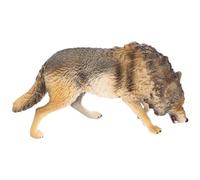MOLUCKFU Lifelike North American Brown Wolf Statue Decorative Animal Model Solid Abs Material Standing Figurine for Home Desk Patio Decor Educational Wildlife Craft