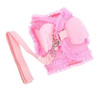 MOLUCKFU Lightweight Pink Pet Harness with Angel Wings Design, Polyester Material Chest Strap for Cats and Small Pets, Easy to Clean for Daily Walking