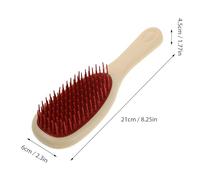 MOLUCKFU Long-Handled Silicone Shampoo Brush with Dual Teeth for Scalp Massage and Exfoliating Cleaning, Small Hair Scrubber with Beige Handle and Pink-Red Silicone Bristles for Bath and