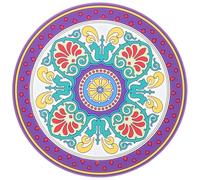 MOLUCKFU Meditation Sound Bowl Rounded Mat Large White Printed Cushion Embroidery Pad for Crystal Singing Bowls and Buddhist Ritual Sound Therapy Use