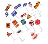 MOLUCKFU Mini Traffic Sign for Plastic Road Sign Models with Barricades and Cones Educational Street Safety Cognition for Home and Classroom Play