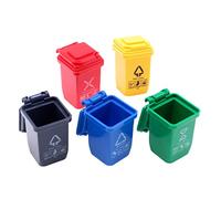 MOLUCKFU Mini Trash Can Model 5Pcs Boys and Girls Miniature Garbage Can Plastic 4Cm Simple Design for Sand Table DIY Layout Decor