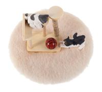 MOLUCKFU Miniature Cat Tree Furniture with Realistic Wooden Climbing Frame and Cute Cat Figurine Scale Dollhouse Accessory for Small Scene Photography Kitten for Indoor Dollhouse Decoration