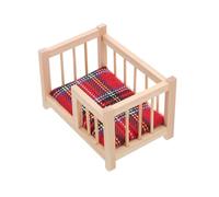 MOLUCKFU Miniature Wooden Dollhouse Crib with Bedding Tiny Doll Bed for Pretend Play Compatible with Various Doll Detailed Craftsmanship Dollhouse Furniture Accessories