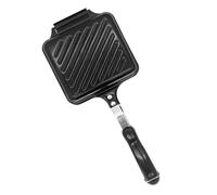 MOLUCKFU Non-Stick Household Sandwich Baking Pan with Even Heating and Ergonomic Handle Double-Sided Toast Maker for Bread Kitchen Frying Pan for Breakfast and Toast Preparation