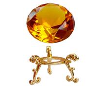 MOLUCKFU Pattern Crystal Diamond Ornament with High Footed Base Crystal Display Stand for Home Office Table Decor Stylish for Refreshing Interior Spaces