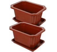 MOLUCKFU Plastic Planter Pots with Drainage Holes Rectangular 2 Sets and Breathable Design, for Indoor Flower Display and Greening Projects, Suitable for Plants and Transplants