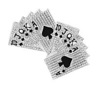 MOLUCKFU Playing Card Brooch Pin Set 2pcs Alloy and Rhinestone Material Silver Colour, Cute Hip Hop Style Lapel Pins for Fixing Shawls and Decorating Clothes for Women and Men