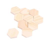 MOLUCKFU Polygonal Wooden Blocks Easy to Paint and Draw 10pcs Hexagon Shape Solid Wood Craft Planks DIY Small Wood Blocks for Art and Craft Projects