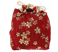 MOLUCKFU Portable Multi Function Tea Bag with Decorative Red Cherry Blossom Design Lightweight Cotton Linen Teacup Storage Pouch for Travel Protective Organizer for Delicate Bowls Suitable