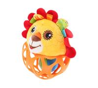 MOLUCKFU Rattles Toy Plush Lion Sensory Grasp for Boy Girl and Toddlers Easy to Clean Silicone Material Engaging Sensory Development Toy Orange