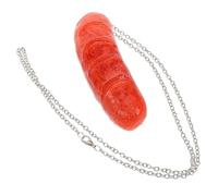 MOLUCKFU Realistic Hot Dog Pendant Necklace Funny Food Pendant Chain for Parties and Daily Wear Unique Handmade Sausage Necklace Couple Accessory for Disco and Gatherings