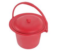 MOLUCKFU Red Thickened Plastic Red Spittoon Lid Portable Toilet Basin Wedding Decorative Urine Chamber Pot Small Size Handheld Pee Bucket for Adult Use