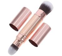 MOLUCKFU Retractable Powder Brush Dual-ended Face Makeup Brush Set with Portable Plastic and Artificial Fiber Design, for Travel and Blending Makeup Seamlessly