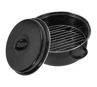 MOLUCKFU Roasting Pan Covered Roaster Pan Oval Pot Enamelware Cookware for Oven Roasted Sweet Potatoes and Meat