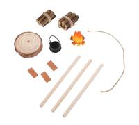 MOLUCKFU Scale Miniature Firewood Pile Camping Kit with Stove and Wood Slice Base Dollhouse Bonfire Set for Fairy Garden DIY Dollhouse Camping Accessories Educational and Decorative Use
