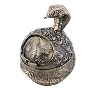 MOLUCKFU Snake-Shaped Metal Ashtray with Lid, Large Vintage Windproof Ashtray for Cigarettes, Suitable for Home, Balcony, and Outdoor Smokers, Decorative Bronze Smoke Tray