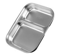 MOLUCKFU Stainless Steel Divided Plate Compartment Snack Serving Tray for Barbecue Seasoning Plate