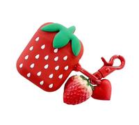 MOLUCKFU Strawberry Earphone Protective Case with Keychain Compatible for Airpods Silicone Cover Fruit Design for Headphone Storage and Travel Accessories