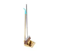 MOLUCKFU Thick Stainless Steel Dustpan and Broom Set Heavy Duty Gold Handheld Sweeping Tool for Indoor Outdoor Use Tile Floors Anti-Wind Stable Design for Home Garage Workshop Cleaning