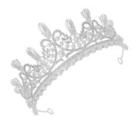 MOLUCKFU Tiara Comfortable for Material Zinc Rhinestone and Alloy Elegant Pearl Drop Headband with Long Time Wearing Bride Wedding Photo Activity and Party