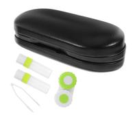 MOLUCKFU Travel Lens Kit Compact Double Layer Eyeglass Case Lined Contact Lense Case Mirror Black for Home Travel