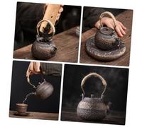 MOLUCKFU Vintage Handmade Ceramics Teapot Chinese Style Rustic Pottery Kettle for Gongfu Tea Brewing and Home Decoration Practical Old Rock Tea Set for Entertaining