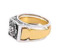 MOLUCKFU Vintage Lion Head Embossed Ring with Secret Compartment Punk Goth Jewelry for Men Detachable Invisible Storage Alloy for Parties and Festivals