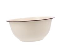 MOLUCKFU Vintage Retro Enamel Bowl Deepened Ivory White Basin for Soup Noodles Fruit Kitchen Use Food-Grade Enamelware with Classic Rounded Edge Design