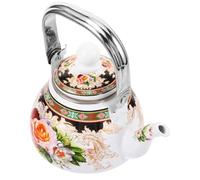 MOLUCKFU Vintage Style Enamel Tea Kettle with Strainer 1l White Stovetop Teapot Easy to Use and Clean, for Home or Office Use Style
