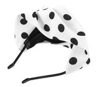 MOLUCKFU Women Fascinator Hair Band Half Beret Headband White and Black Polka Dot Cloth Material, Comfortable to Wear and Lightweight Hair Decor Accessory for Birthday and Street Snap