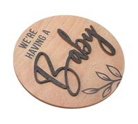 MOLUCKFU Wooden Birth Announcement Sign for Arrival Birth Sign for Home and Hospital Safe Wood Material Elegant Round Door Hanger for Newborn Celebration and Photo Prop