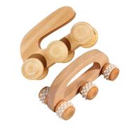 MOLUCKFU Wooden Foot and Back Massage Roller 2pcs Set, Manual Reflexology Massage Tools with U-Shaped and Arch Bridge Rollers for Neck, Shoulder, Waist Relaxation and Therapy