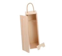 MOLUCKFU Wooden Single Bottle Wine Box with Handle Sturdy Protective Packaging Case for DIY Crafts Presentations Celebrations Home