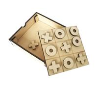 MOLUCKFU Wooden Tictactoe Board Game for Families Educational Puzzle Enhancing Strategic Thinking and Problem Solving Portable Storage Box Fun Table Game for Aged