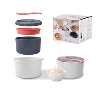 Molucki Microwave Rice Cooker, Food Grade Non-stick 2L Microwave Steamer with Removable Steamer Basket, 5Pcs Set Microwave Rice Vegetable Pasta Cooker Suitable for all Microwave Oven