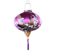 MOLUO 12In Peacock Floral Printed Chinese Silk Lantern Waterproof Wedding Decor Vietnam Mid-autumn Festival Party Decor