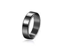 MOLUO Natural Hematite Rings Black Couple Stone Ring Relief Jewelry