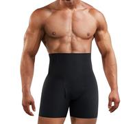 MOLUTAN Men’s Shapewear Tummy Control Shorts Slimming Body Shaper High Waist Compression Boxers Briefs, Black, Medium